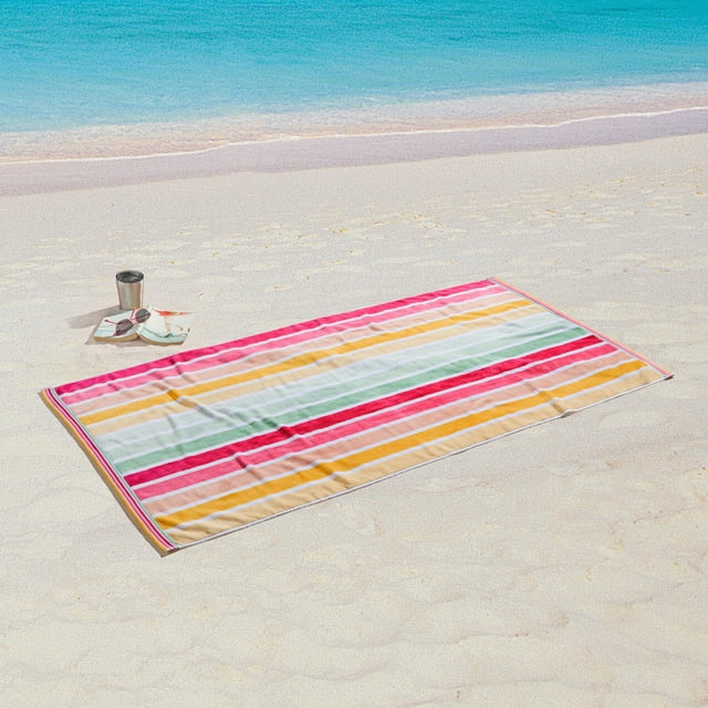 Cotton Blend Palm Print Beach Towel -34 Cotton Blend Palm Print Beach Towel -34